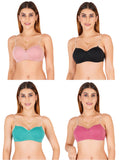 Half Cup Padded Bra With Transparent And Bra Color Strap (Pack Of 4)