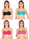 Half Cup Padded Bra With Transparent And Bra Color Strap (Pack Of 4)