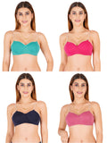 Half Cup Padded Bra With Transparent And Bra Color Strap (Pack Of 4)