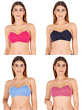 Half Cup Padded Bra With Transparent And Bra Color Strap (Pack Of 4)