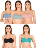 Half Cup Padded Bra With Transparent And Bra Color Strap (Pack Of 5)