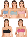 Half Cup Padded Bra With Transparent And Bra Color Strap (Pack Of 5)