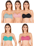 Half Cup Padded Bra With Transparent And Bra Color Strap (Pack Of 5)