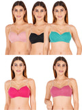 Half Cup Padded Bra With Transparent And Bra Color Strap (Pack Of 5)