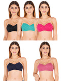 Half Cup Padded Bra With Transparent And Bra Color Strap (Pack Of 5)
