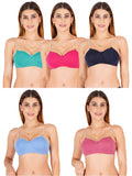 Half Cup Padded Bra With Transparent And Bra Color Strap (Pack Of 5)