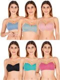 Half Cup Padded Bra With Transparent And Bra Color Strap (Pack Of 6)