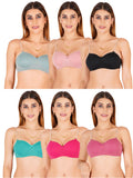 Half Cup Padded Bra With Transparent And Bra Color Strap (Pack Of 6)