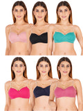 Half Cup Padded Bra With Transparent And Bra Color Strap (Pack Of 6)