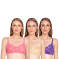 Liigne Bra With Flower Lace Design For Women (Pack Of 3) - Liigne