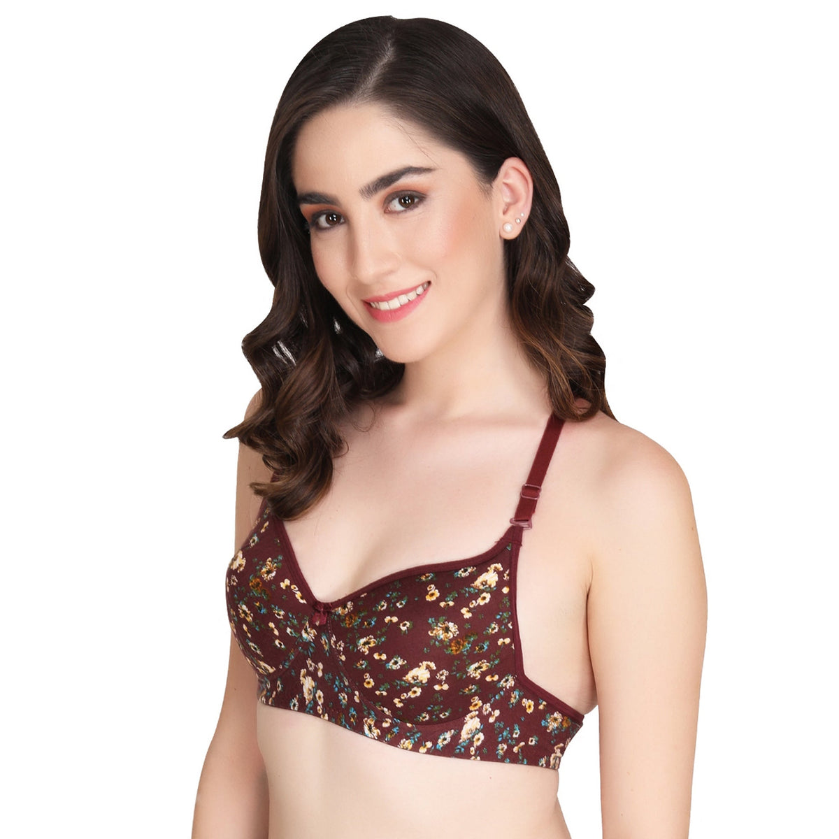 Liigne Dark Base Flower Printed Everyday Padded Bra - Liigne