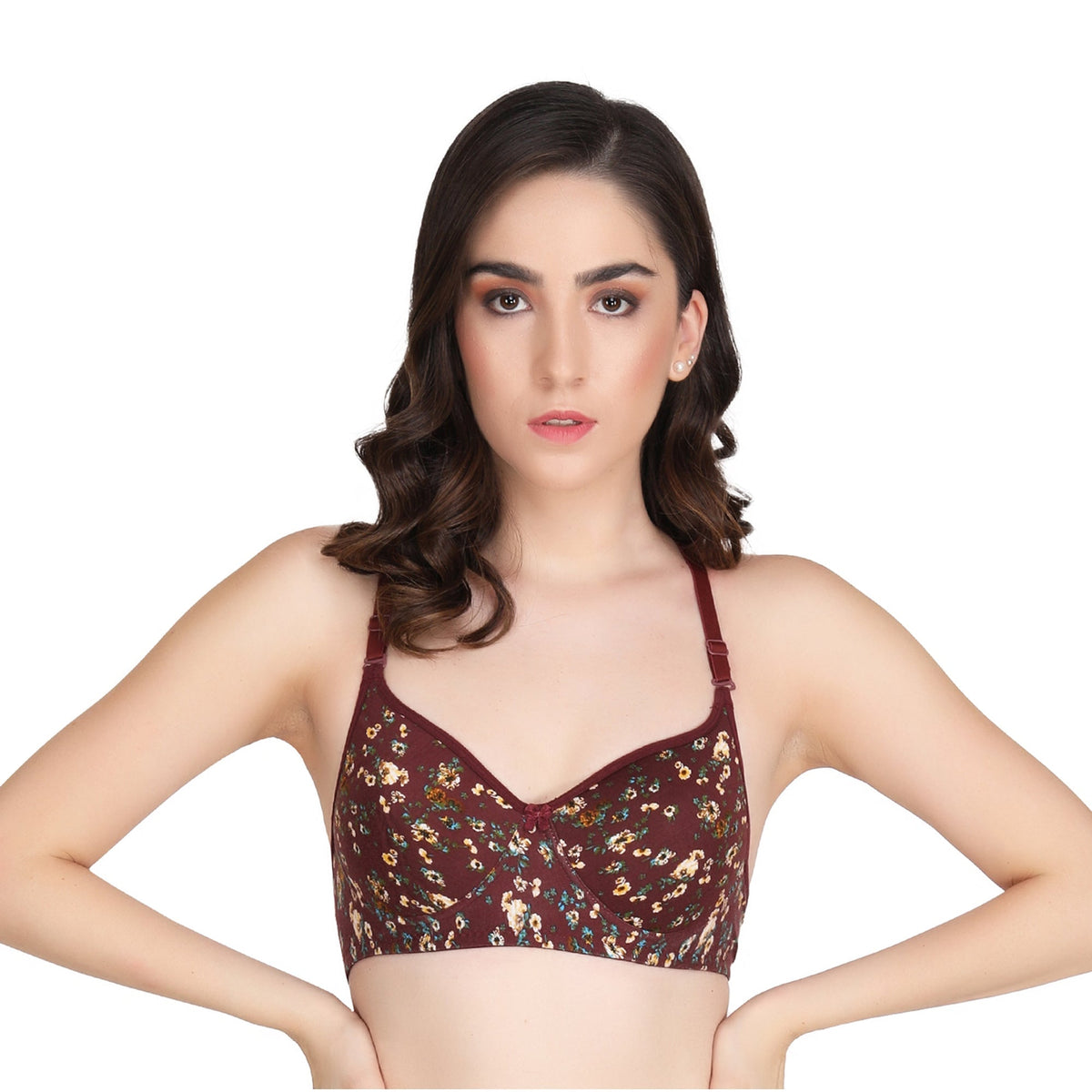 Liigne Dark Base Flower Printed Everyday Padded Bra - Liigne