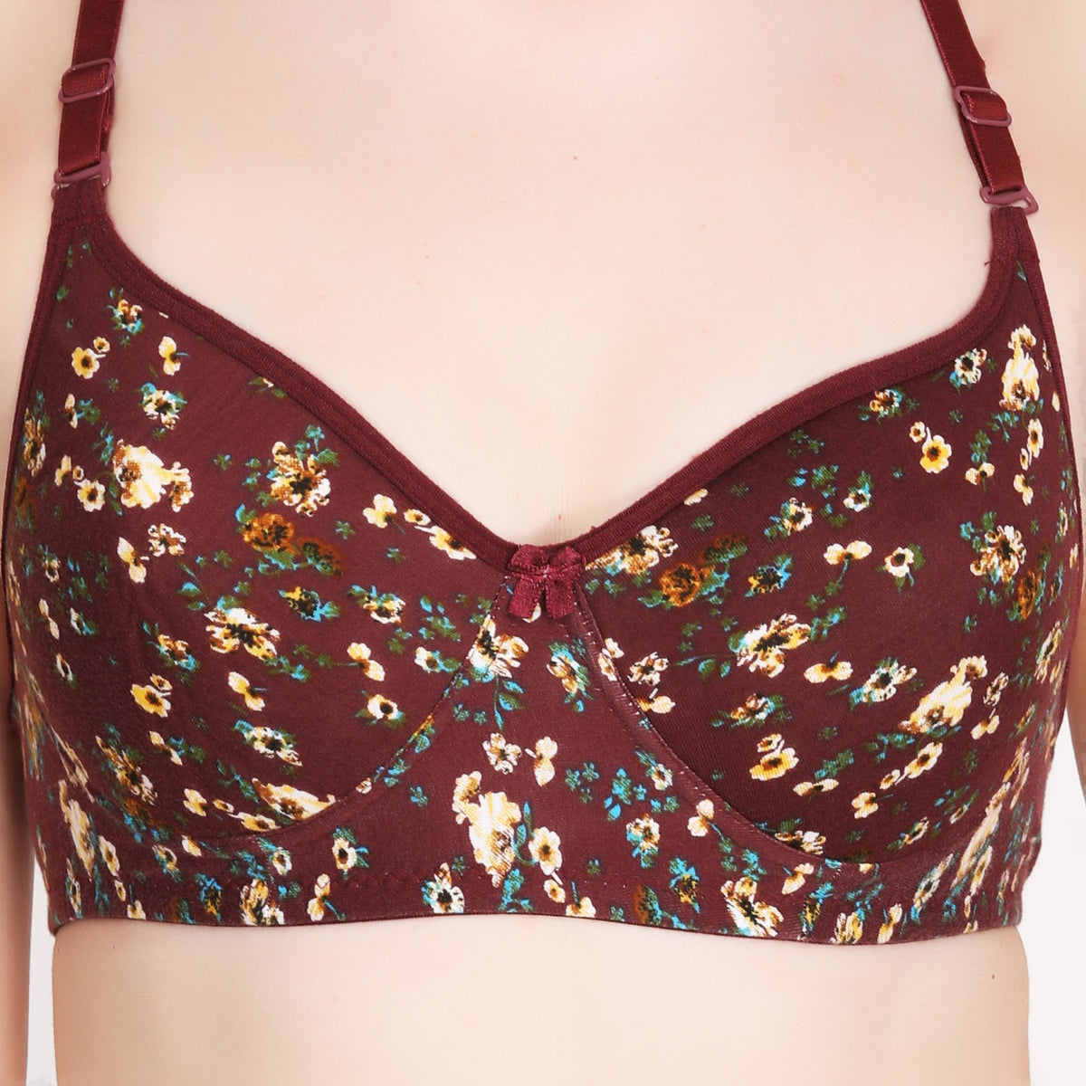 Liigne Dark Base Flower Printed Everyday Padded Bra - Liigne