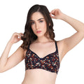 Liigne Dark Base Flower Printed Everyday Padded Bra - Liigne