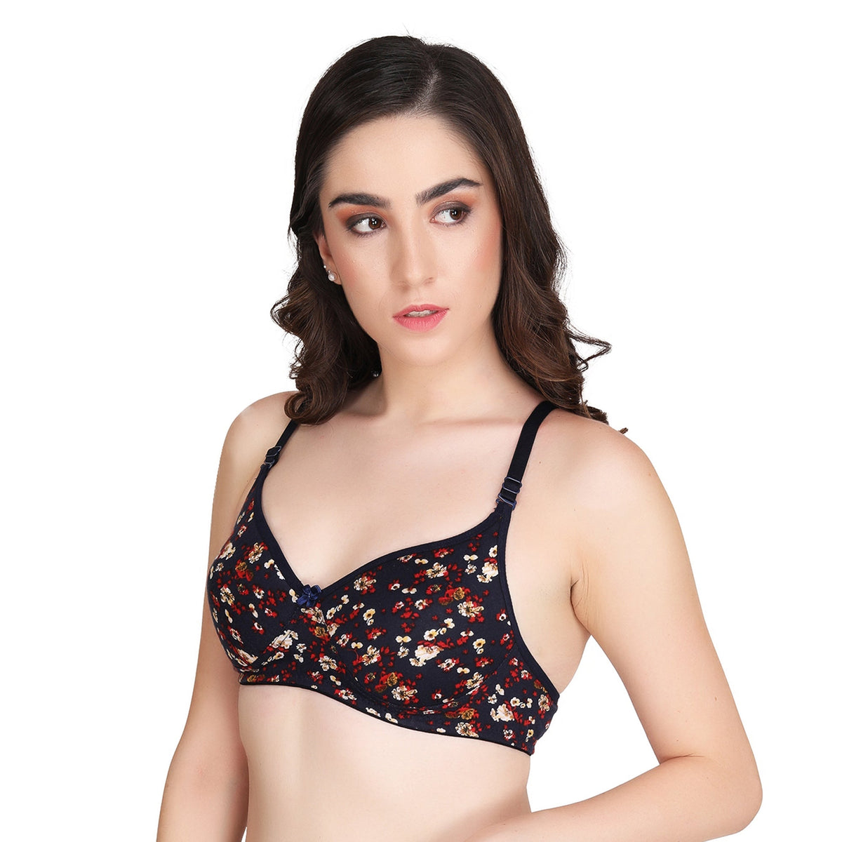 Liigne Dark Base Flower Printed Everyday Padded Bra - Liigne