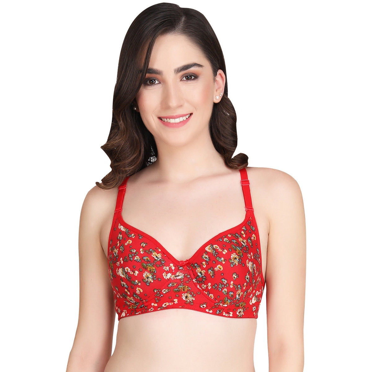 Liigne Dark Base Flower Printed Everyday Padded Bra - Liigne