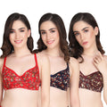 Liigne Dark Base Flower Printed Everyday Padded Bra (Pack of 3) - Liigne