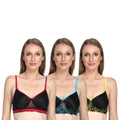 Liigne Dark Shade Design Bra For Women (Pack Of 3) - Liigne