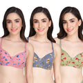 Liigne Flower Printed Everyday Padded Bra (Pack of 3) - Liigne