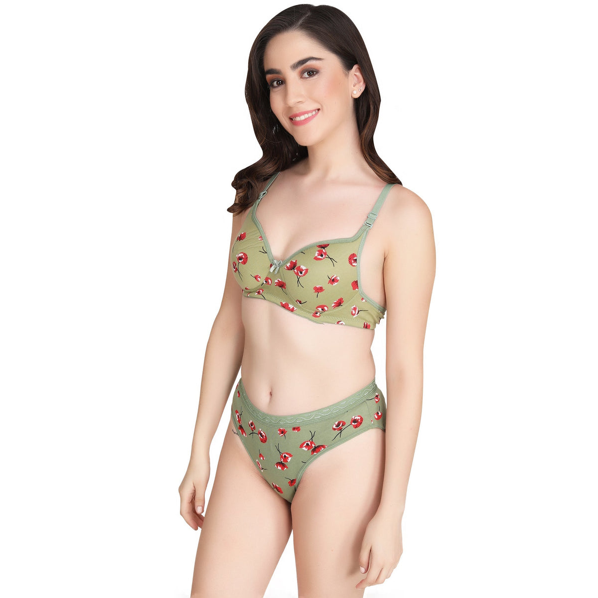 Liigne Flower Printed Everyday Padded Bra Panty Set - Liigne