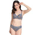 Liigne Flower Printed Everyday Padded Bra Panty Set - Liigne