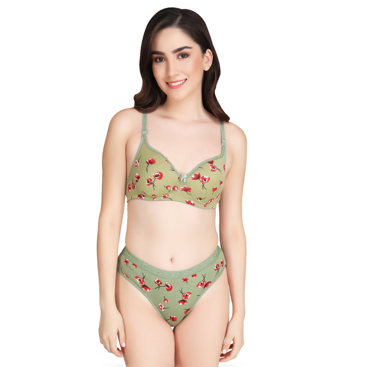 Liigne Flower Printed Everyday Padded Bra Panty Set - Liigne