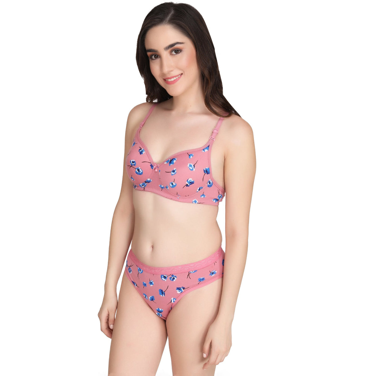 Liigne Flower Printed Everyday Padded Bra Panty Set - Liigne