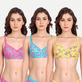 Liigne Flower Printed Women Everyday Padded Bra (Pack Of 3) - Liigne