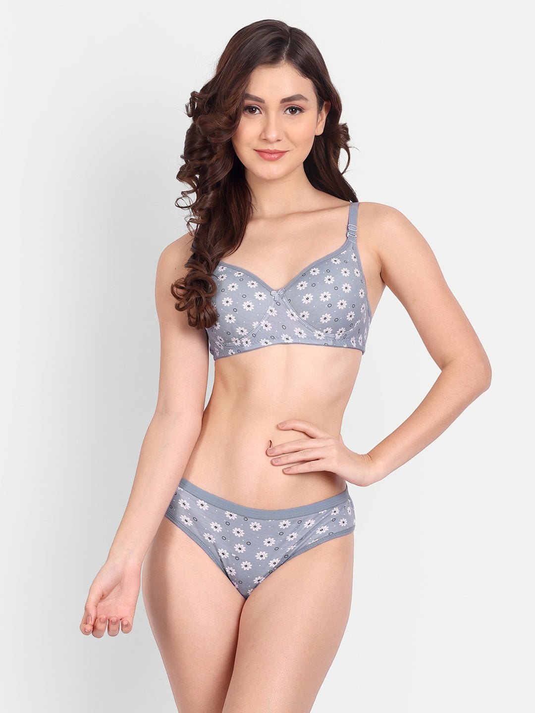 Liigne Flower Printed Women Everyday Padded Bra Panty Set - Liigne