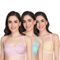 Liigne Star Print Half Cup Padded Everyday Bra For Women (Pack Of 3) - Liigne