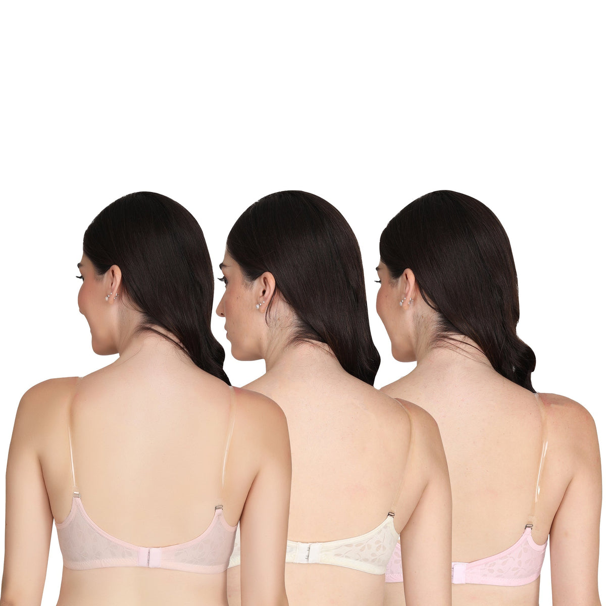 Liigne Transparent Strap Padded Bra For Women (Pack Of 3) - Liigne